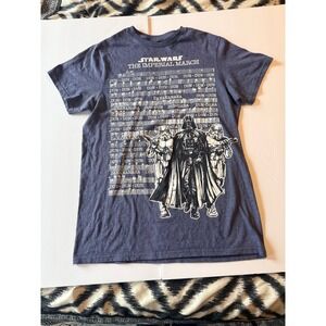 Star Wars Imperial March Darth Vader Graphic T-Shirt Navy Blue Mad Engine Small